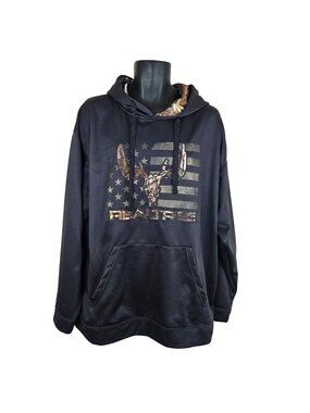 Realtree Buckhorn River Mens XXL Black Hoodie Camo Lining Sweatshirt